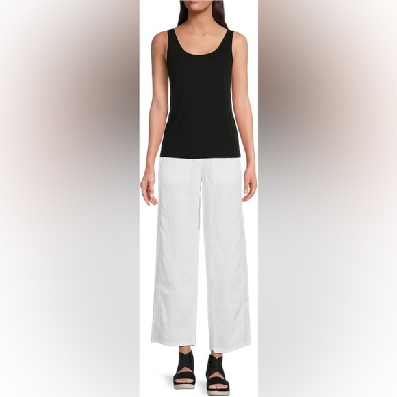 Eileen Fisher Black Stretch Silk Jersey Scoop Neck Tank, size XS - Picture 3 of 8